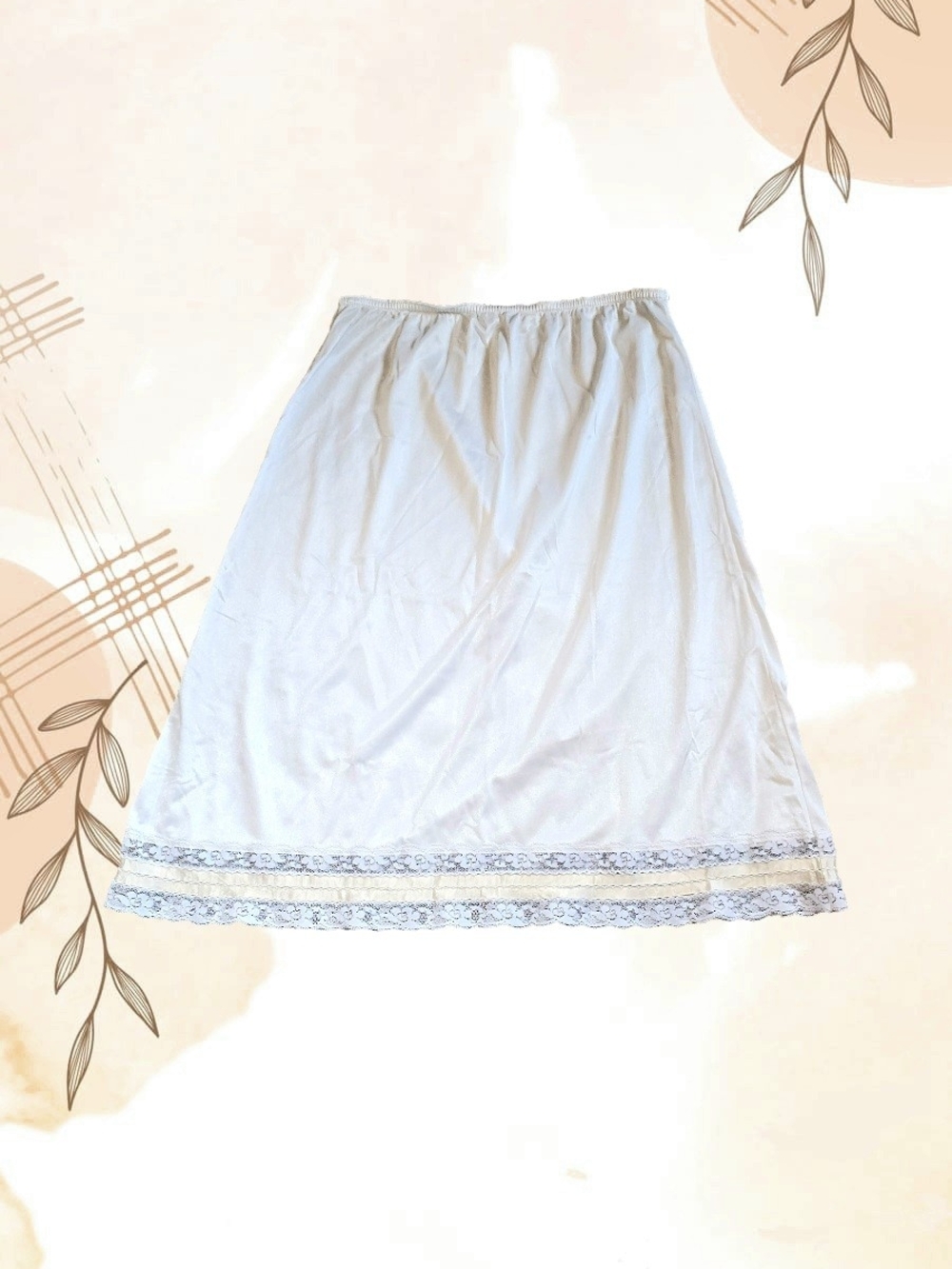 White Lace-Trim Half Slip Skirt